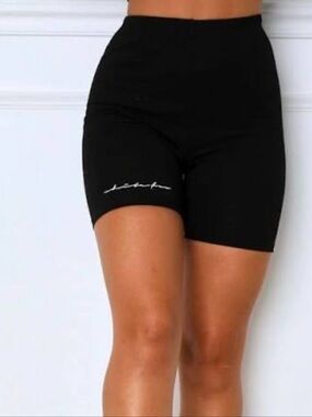 White Fox Boutique Black High-Rise Bike Shorts and TShirt Set
